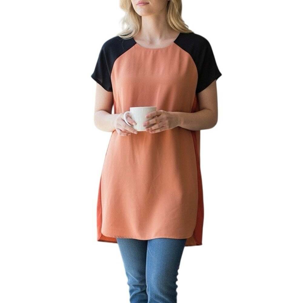 Banana Republic Colorblock Mod Shift Dress 4 Navy Peach Workwear Contemporary